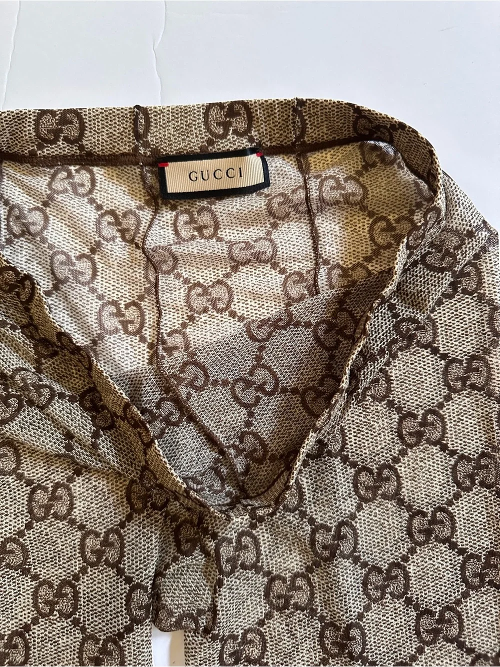 Gucci Brown GG Pattern Logo Print Tights hoisery NEW size small